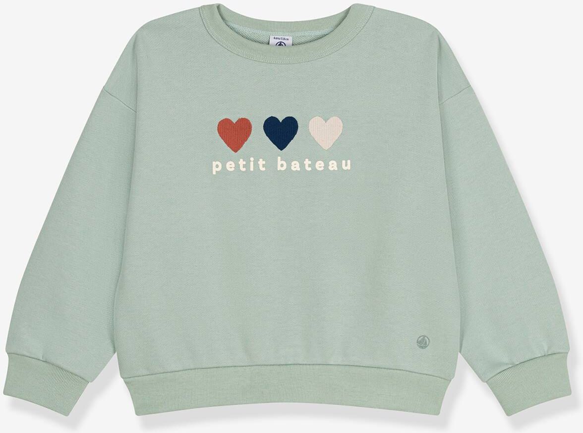 Sudadera con corazones PETIT BATEAU verde almendra