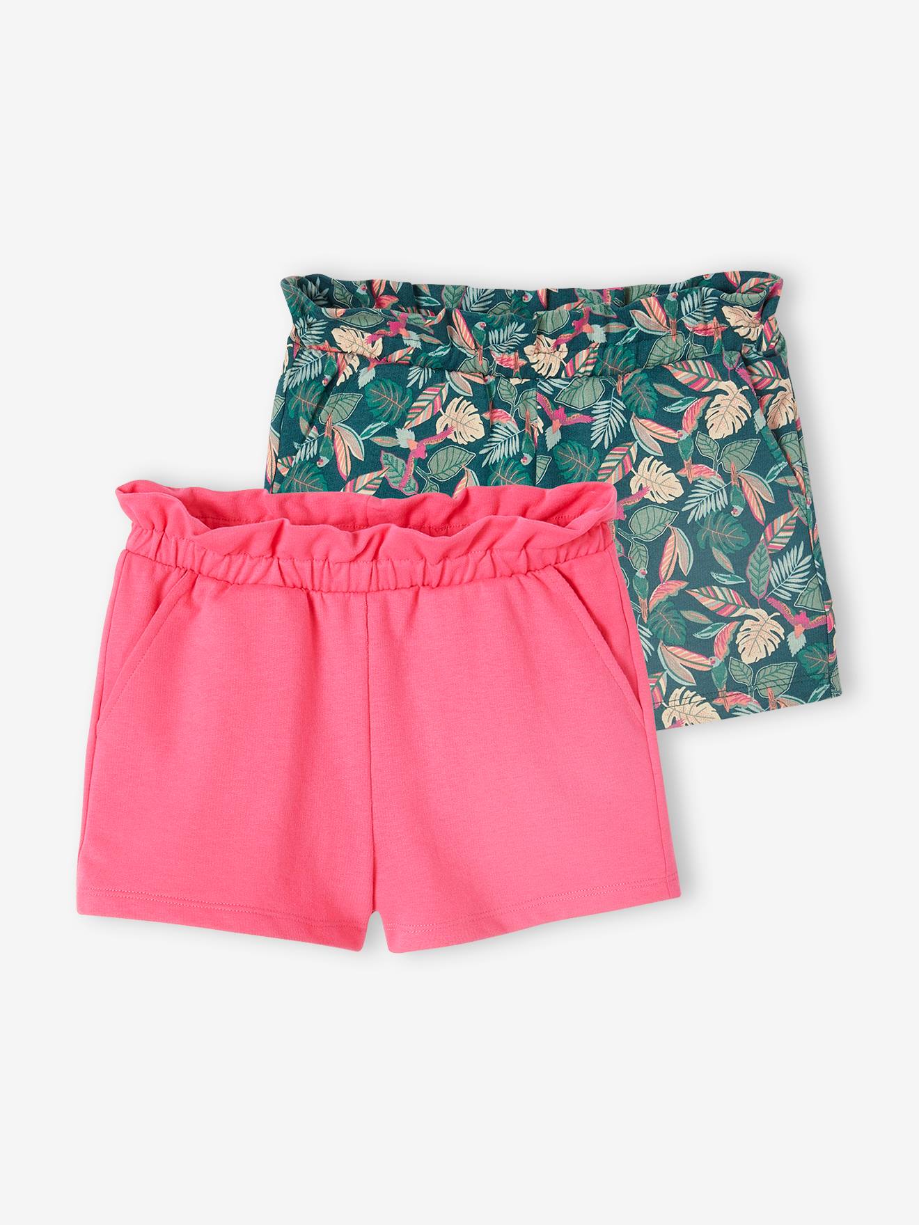 VERTBAUDET Pack de 2 shorts para niña rosa chicle