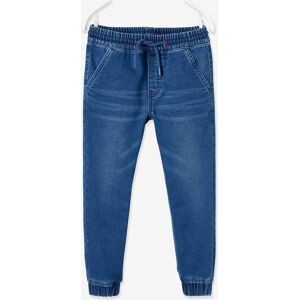 VERTBAUDET Pantalón de felpa efecto denim, fácil de vestir, para niño azul oscuro lavado VERTBAUDET Pantalón de felpa efecto denim, fácil de vestir, para niño azul oscuro lavado