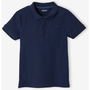 VERTBAUDET Polo de manga corta con bordado en el pecho, para niño azul medio liso con motivos VERTBAUDET Polo de manga corta con bordado en el pecho, para niño azul medio liso con motivos