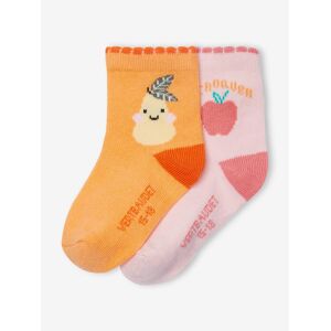 VERTBAUDET Pack de 2 pares de calcetines «Fruta» para bebé albaricoque