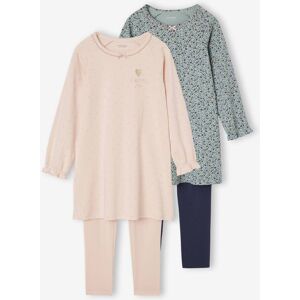 VERTBAUDET Pack de 2 Camisones + Leggings Niña Flores rosa rosa pálido VERTBAUDET Pack de 2 Camisones + Leggings Niña Flores rosa rosa pálido