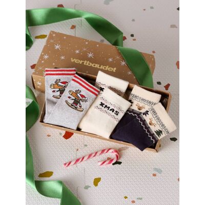 VERTBAUDET Caja de 3 pares de calcetines de Navidad en punto de rizo para niño crudo VERTBAUDET Caja de 3 pares de calcetines de Navidad en punto de rizo para niño crudo