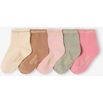 VERTBAUDET Pack de 5 pares de calcetines con detalles brillantes para bebé niña BASICS beige arena VERTBAUDET Pack de 5 pares de calcetines con detalles brillantes para bebé niña BASICS beige arena