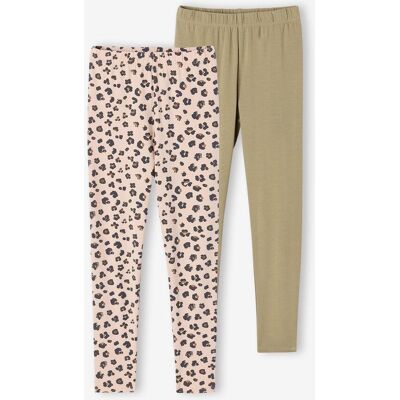 VERTBAUDET Pack de 2 leggings Basics niña caqui VERTBAUDET Pack de 2 leggings Basics niña caqui