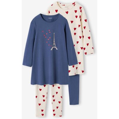 VERTBAUDET Lote de 2 camisones legging azul VERTBAUDET Lote de 2 camisones legging azul