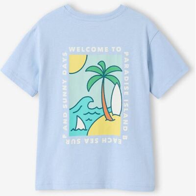 VERTBAUDET Camiseta con estampado delante y detrás para niño azul claro VERTBAUDET Camiseta con estampado delante y detrás para niño azul claro