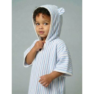 VERTBAUDET Poncho de baño animales, con algodón reciclado, para bebé rayas azul VERTBAUDET Poncho de baño animales, con algodón reciclado, para bebé rayas azul