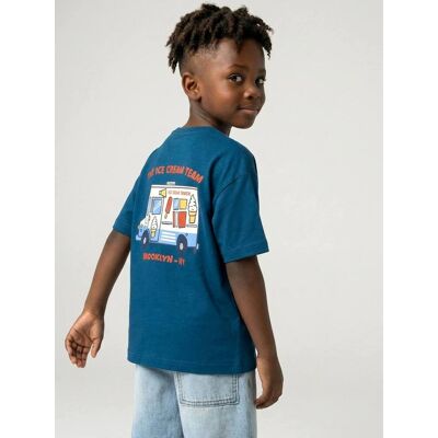 VERTBAUDET Camiseta con estampado delante y detrás para niño azul océano VERTBAUDET Camiseta con estampado delante y detrás para niño azul océano
