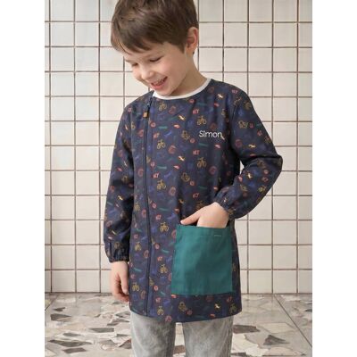 VERTBAUDET Bata con cremallera personalizable para niño azul oscuro VERTBAUDET Bata con cremallera personalizable para niño azul oscuro