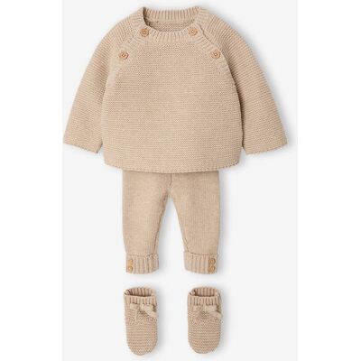 VERTBAUDET Conjunto de 3 piezas de punto para recién nacido beige jaspeado VERTBAUDET Conjunto de 3 piezas de punto para recién nacido beige jaspeado