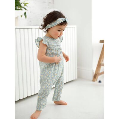VERTBAUDET Conjunto de mono + cinta del pelo estampados para bebé niña verde medio estampado VERTBAUDET Conjunto de mono + cinta del pelo estampados para bebé niña verde medio estampado