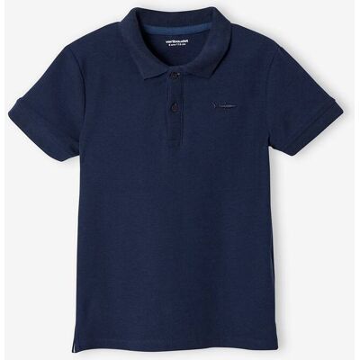 VERTBAUDET Polo de manga corta con bordado en el pecho, para niño azul medio liso con motivos VERTBAUDET Polo de manga corta con bordado en el pecho, para niño azul medio liso con motivos