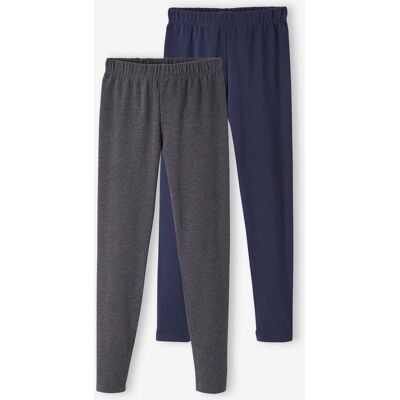 VERTBAUDET Pack de 2 leggings variados niña gris oscuro liso VERTBAUDET Pack de 2 leggings variados niña gris oscuro liso