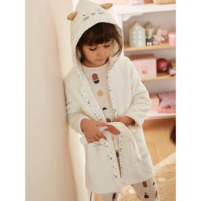 Vertbaudet Bata de ducha de felpa con gato para niñas Vertbaudet Bata de ducha de felpa con gato para niñas