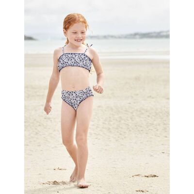 VERTBAUDET Bikini con estampado de flores para niña azul VERTBAUDET Bikini con estampado de flores para niña azul