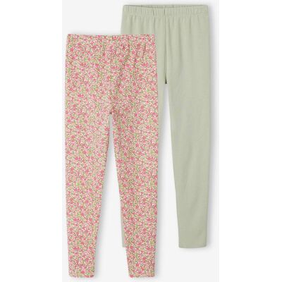 VERTBAUDET Pack de 2 leggings Basics niña verde sauce VERTBAUDET Pack de 2 leggings Basics niña verde sauce