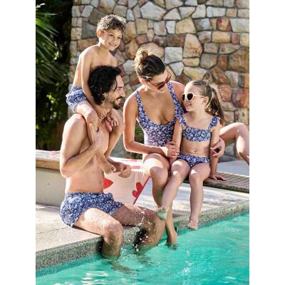 VERTBAUDET Bikini flores niña colección Team Familia azul estampado VERTBAUDET Bikini flores niña colección Team Familia azul estampado