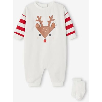 VERTBAUDET Estuche regalo de Navidad pijama reno + calcetines bebé crudo VERTBAUDET Estuche regalo de Navidad pijama reno + calcetines bebé crudo