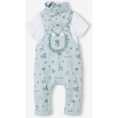 VERTBAUDET Conjunto de 3 prendas para recién nacido: peto + body + pañuelo azul VERTBAUDET Conjunto de 3 prendas para recién nacido: peto + body + pañuelo azul