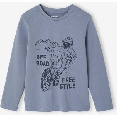 VERTBAUDET Camiseta de manga larga con estampado para niño - Basics azul medio VERTBAUDET Camiseta de manga larga con estampado para niño - Basics azul medio