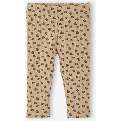 VERTBAUDET Leggings para bebé estampados de punto de canalé marrón grisáceo VERTBAUDET Leggings para bebé estampados de punto de canalé marrón grisáceo
