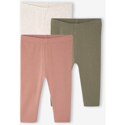 VERTBAUDET Pack 3 leggings lisos Basics para bebé rosa viejo VERTBAUDET Pack 3 leggings lisos Basics para bebé rosa viejo