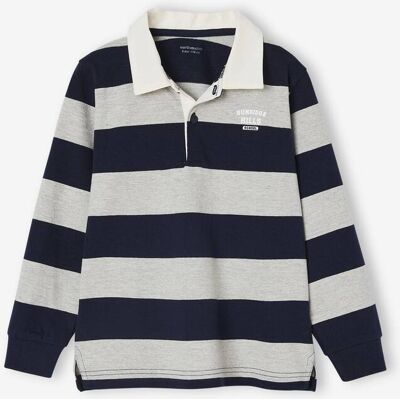 VERTBAUDET Polo a rayas niño gris jaspeado VERTBAUDET Polo a rayas niño gris jaspeado