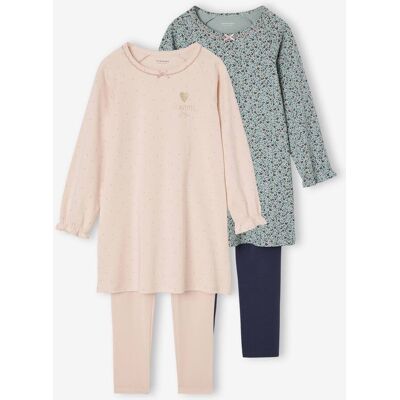 VERTBAUDET Pack de 2 Camisones + Leggings Niña Flores rosa rosa pálido VERTBAUDET Pack de 2 Camisones + Leggings Niña Flores rosa rosa pálido