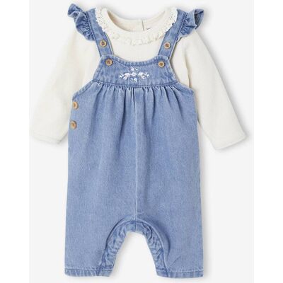 VERTBAUDET Conjunto 2 prendas bebé recién nacida peto denim + body stone VERTBAUDET Conjunto 2 prendas bebé recién nacida peto denim + body stone