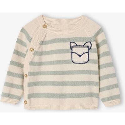 VERTBAUDET Jersey a rayas de punto tricot con bolsillo fantasía para bebé recién nacido beige jaspeado VERTBAUDET Jersey a rayas de punto tricot con bolsillo fantasía para bebé recién nacido beige jaspeado