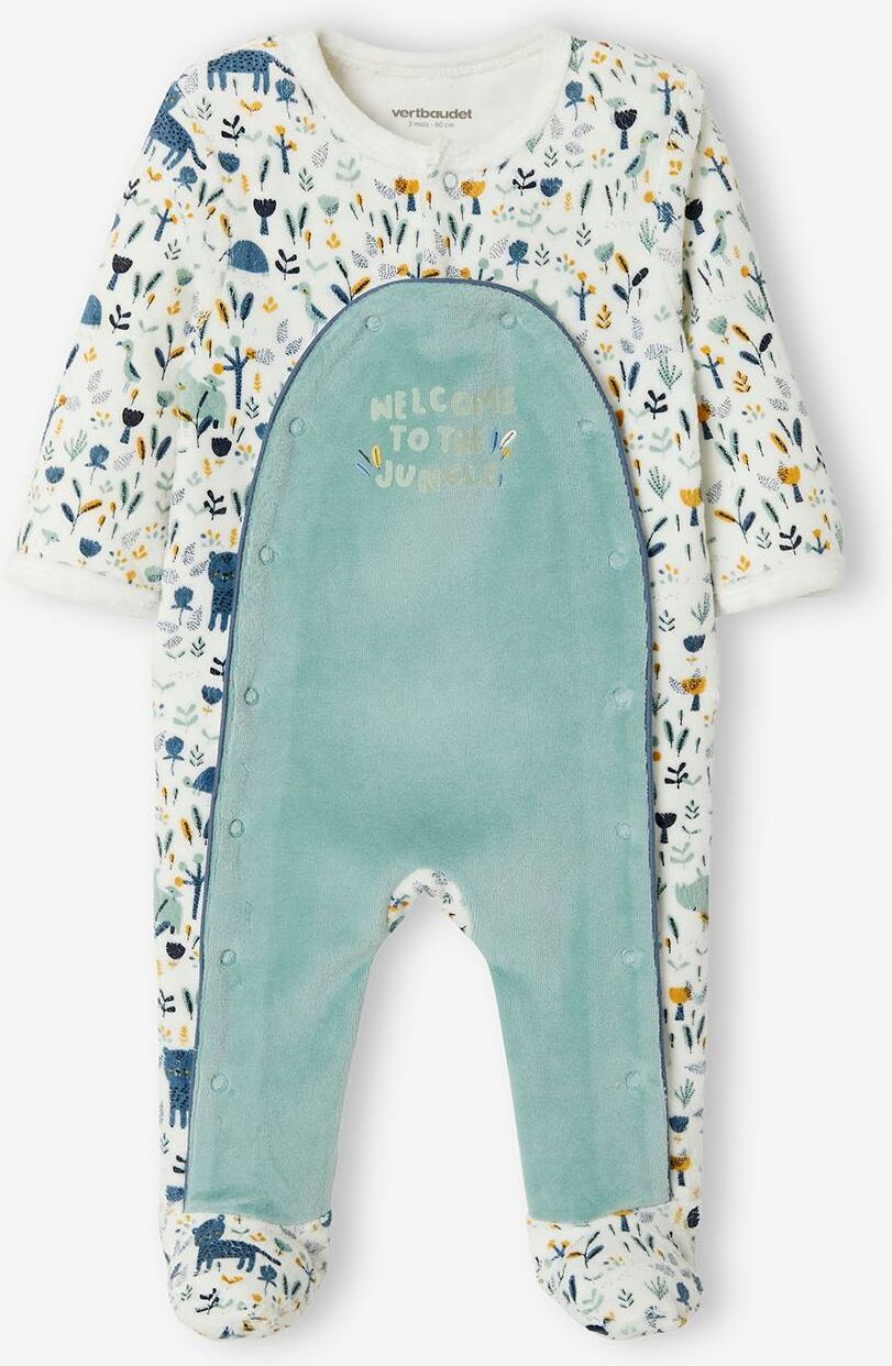 VERTBAUDET Pijama de terciopelo para bebé niño Oeko Tex® blanco claro estampado