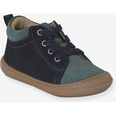 VERTBAUDET Botines de piel blanda con cordones para bebé primeros pasos azul VERTBAUDET Botines de piel blanda con cordones para bebé primeros pasos azul