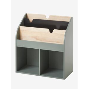 VERTBAUDET Mueble para organización con 2 compartimentos + estantería librería School verde oscuro liso
