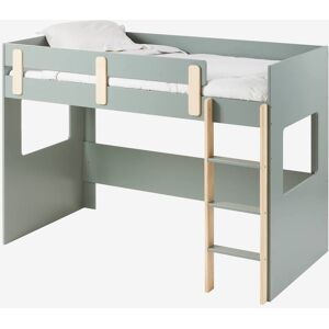 VERTBAUDET Cama mezzanine media altura LÍNEA EVEREST verde oscuro liso