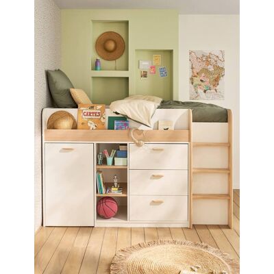 VERTBAUDET Cama de media altura con escritorio para niños blanco VERTBAUDET Cama de media altura con escritorio para niños blanco