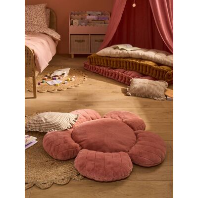 VERTBAUDET Cojín de suelo de pelo sintético en forma de flor rosa maquillaje VERTBAUDET Cojín de suelo de pelo sintético en forma de flor rosa maquillaje