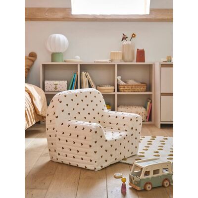 VERTBAUDET Sillón de espuma de gasa de algodón para niños beige estampado VERTBAUDET Sillón de espuma de gasa de algodón para niños beige estampado