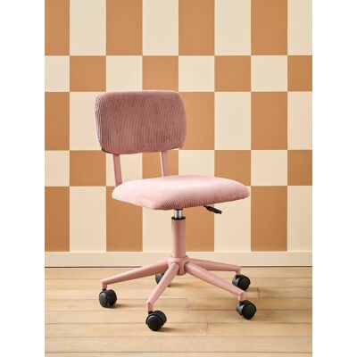 VERTBAUDET Silla de escritorio infantil de pana con ruedas rosa VERTBAUDET Silla de escritorio infantil de pana con ruedas rosa