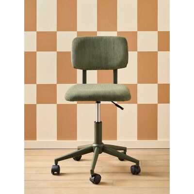 VERTBAUDET Silla de escritorio infantil de pana con ruedas verde VERTBAUDET Silla de escritorio infantil de pana con ruedas verde