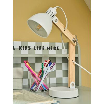 VERTBAUDET Lámpara de mesa de madera y metal blanco VERTBAUDET Lámpara de mesa de madera y metal blanco