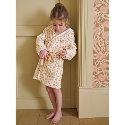 VERTBAUDET Albornoz infantil personalizable Leopardo, con algodón reciclado blanco estampado VERTBAUDET Albornoz infantil personalizable Leopardo, con algodón reciclado blanco estampado