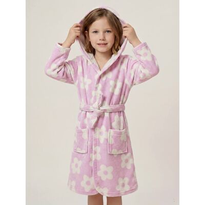 VERTBAUDET Albornoz de baño MARGUERITE personalizable, con algodón reciclado para niños malva VERTBAUDET Albornoz de baño MARGUERITE personalizable, con algodón reciclado para niños malva