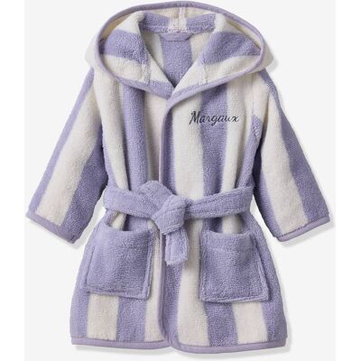 VERTBAUDET Albornoz para bebé a rayas TUMBONA Colección cápsula Familia personalizable, con algodón reciclado rayas violeta VERTBAUDET Albornoz para bebé a rayas TUMBONA Colección cápsula Familia personalizable, con algodón reciclado rayas violeta