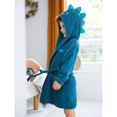 VERTBAUDET Albornoz disfraz para bebé Dinosaurio personalizable azul medio liso con motivos VERTBAUDET Albornoz disfraz para bebé Dinosaurio personalizable azul medio liso con motivos