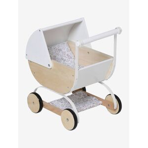 VERTBAUDET Cochecito de madera FSC® para muñeca blanco medio liso con motivos