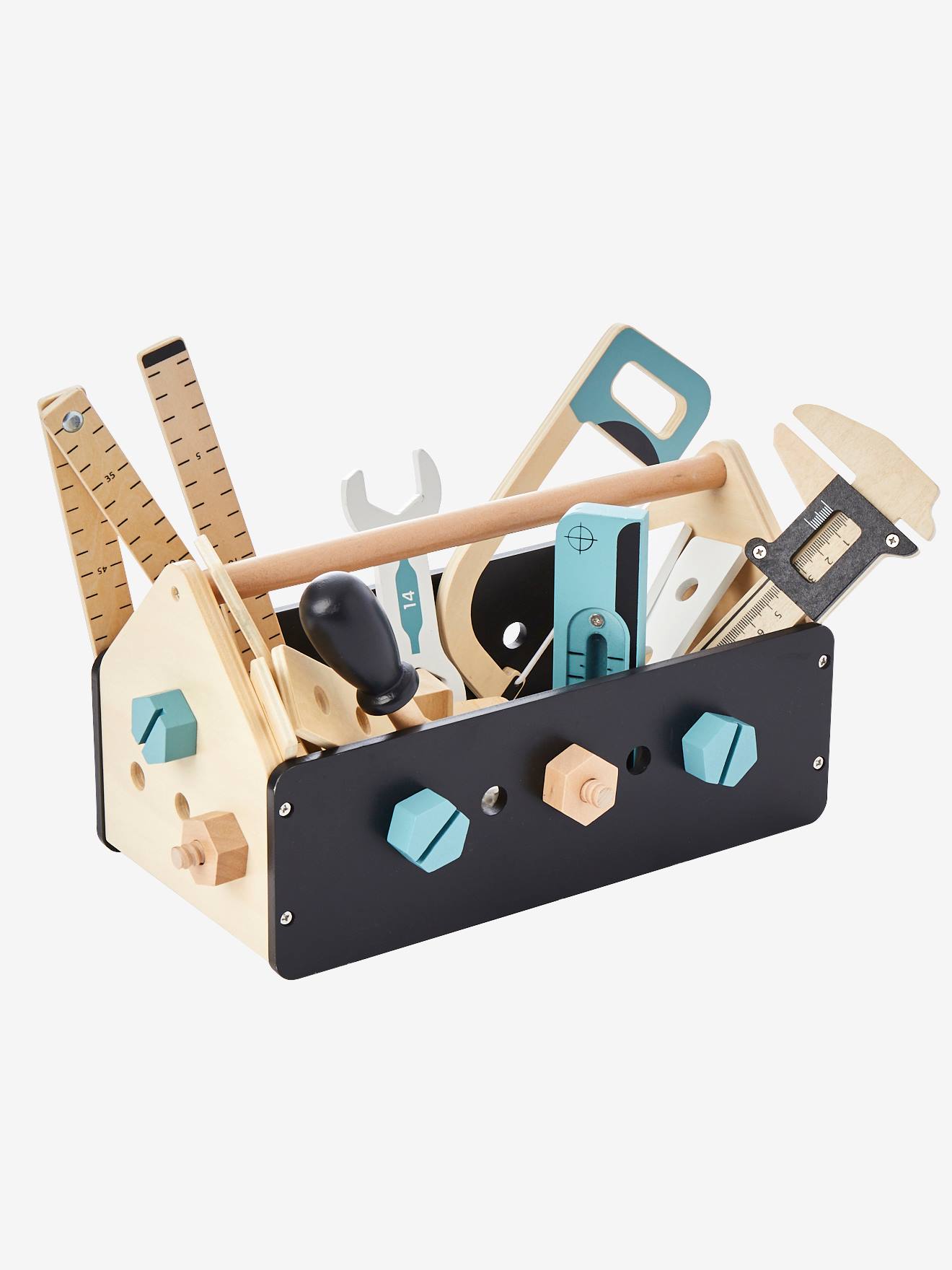VERTBAUDET Caja de herramientas de bricolaje de madera negro