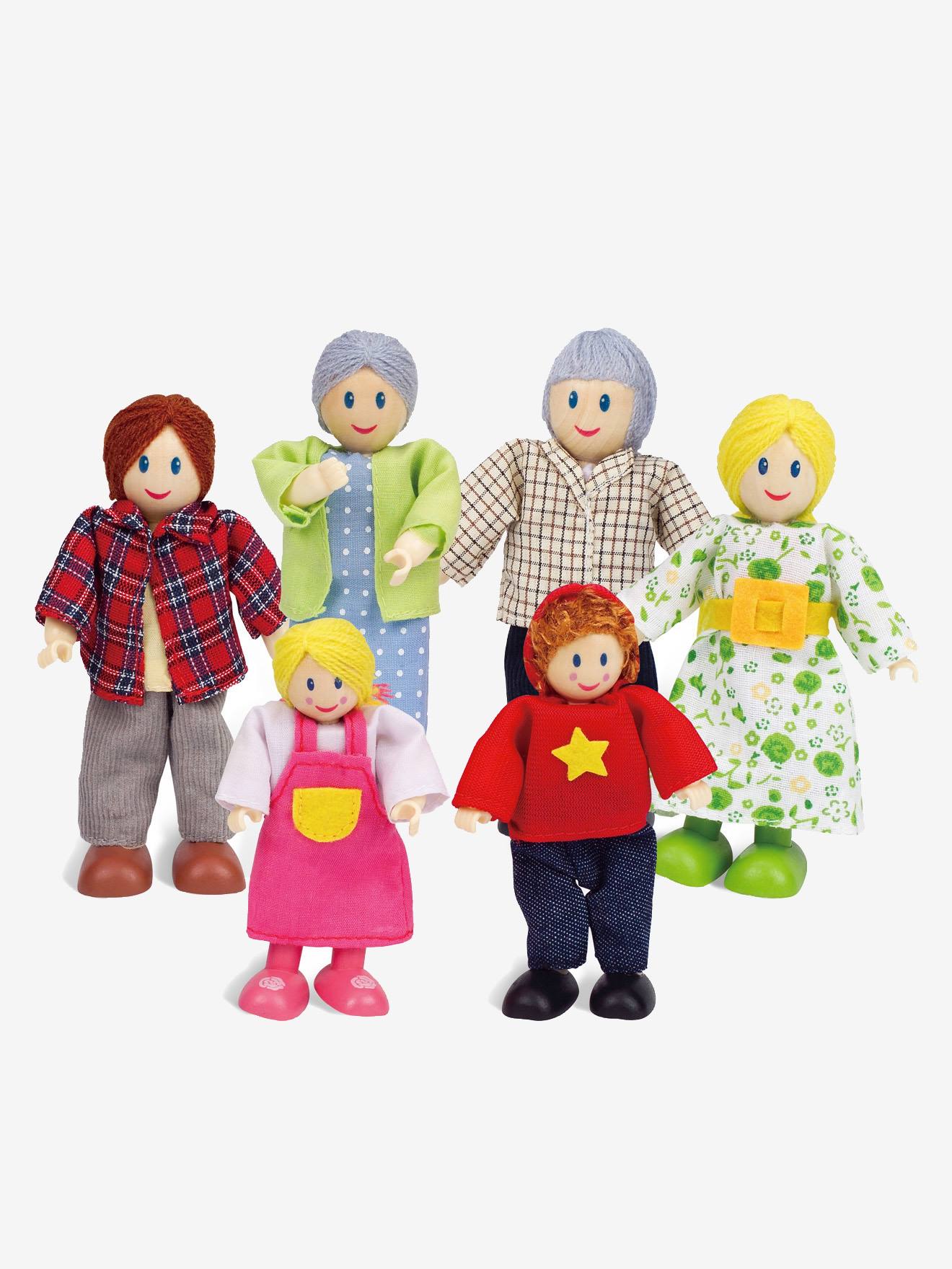 Familia de 6 muñecos de madera Hape multicolor