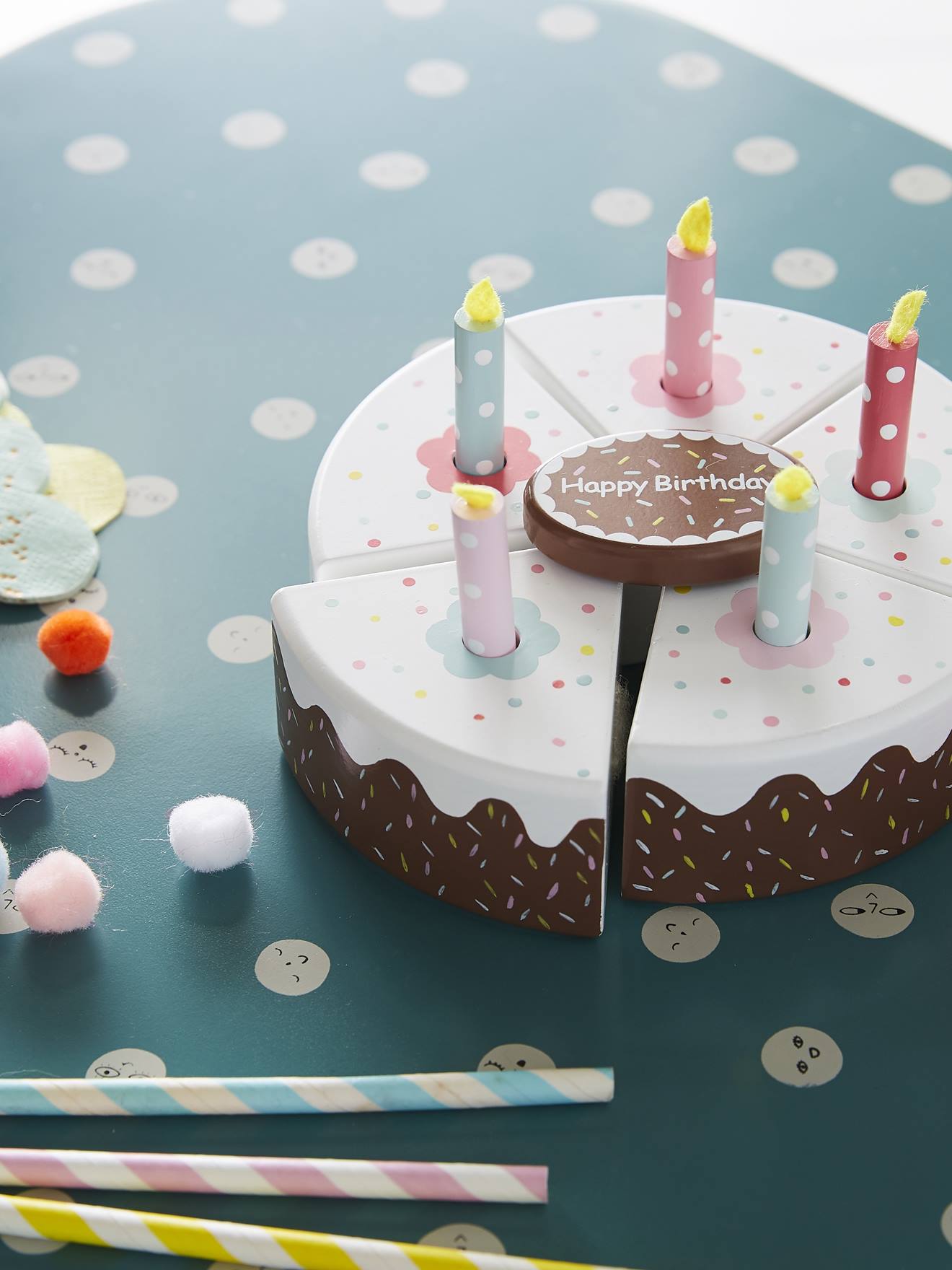 VERTBAUDET Set tarta de cumpleaños de madera FSC® multicolor