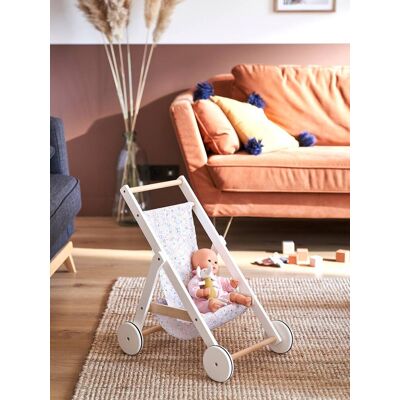 VERTBAUDET Silla de paseo para muñecas de madera blanco VERTBAUDET Silla de paseo para muñecas de madera blanco